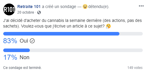 Sondage Facebook sur les actions de cannabis