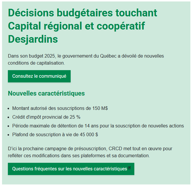CRCD : Acquérir de nouvelles actions – Émission 2025