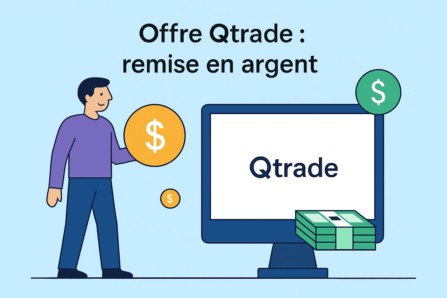 Offre Qtrade : Obtenez une remise en argent de 5% et profitez d'opérations sans commission en utilisant le code promotionnel «QTRADE2025»