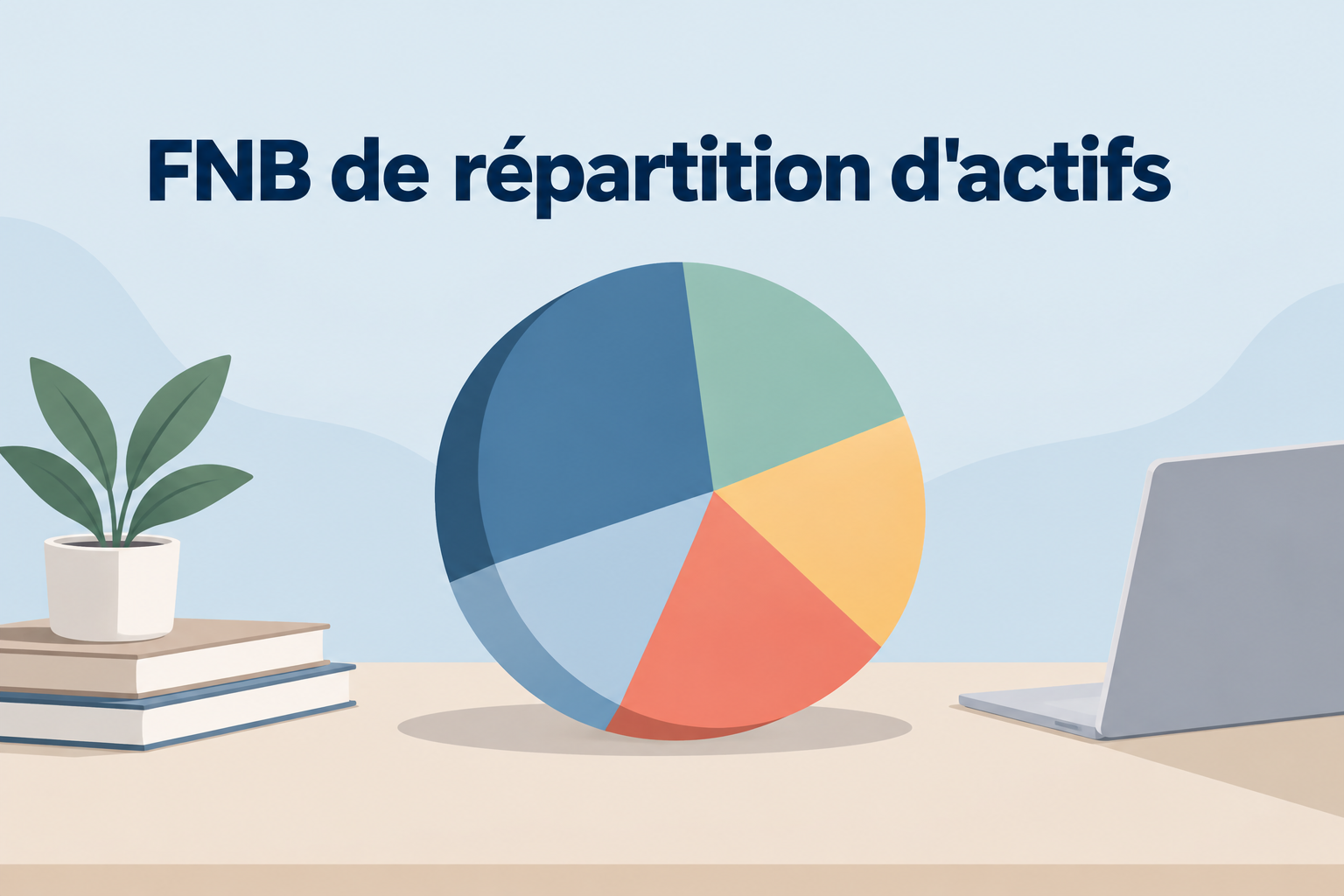 FNB de répartition d'actifs illustré par un graphique circulaire représentant la diversification d'un portefeuille de placements.