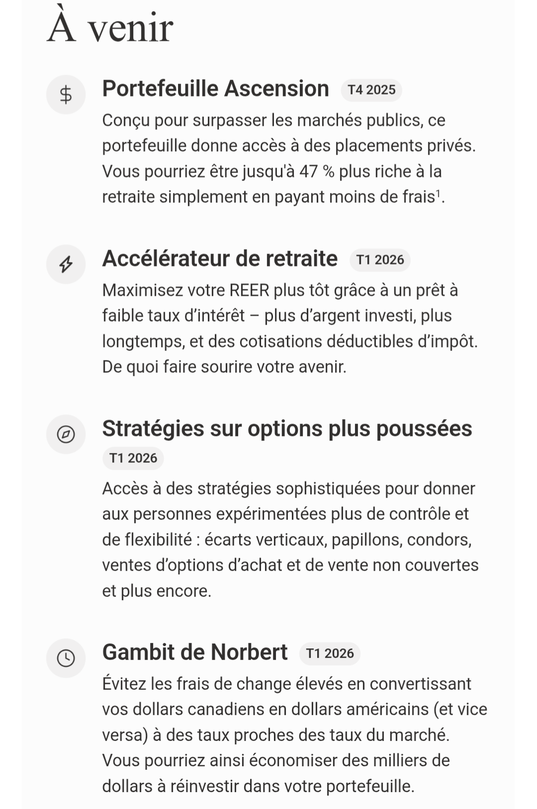 Les nouveautés à venir chez Wealthsimple (T4-2025 et T1-2026)