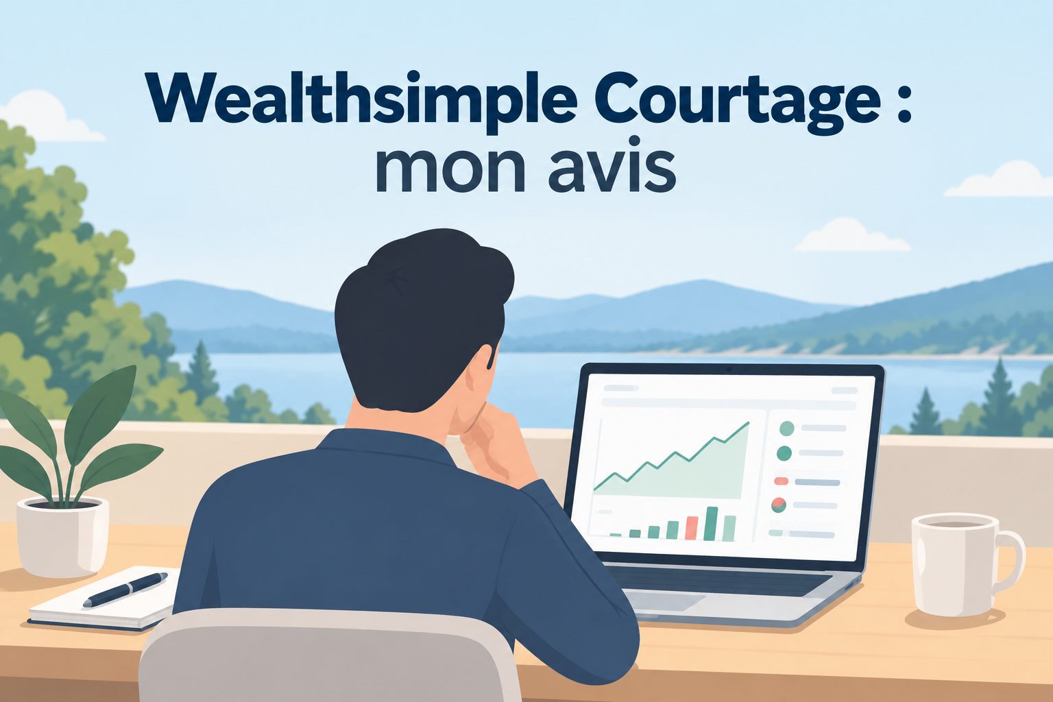 Wealthsimple Courtage : investisseur consultant son portefeuille de placements sur une plateforme de courtage en ligne.