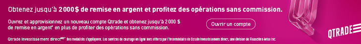 Qtrade - Obtenez jusqu’à 2 000 $ de remise en argent* en plus de profiter des opérations sans commission en utilisant le code promotionnel «SPRING26» avant le 31 juillet 2026.
