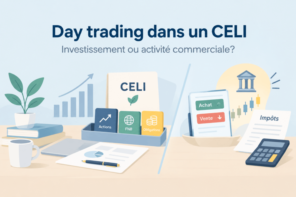 Illustration du day trading dans un CELI et de la distinction entre investissement et activité commerciale